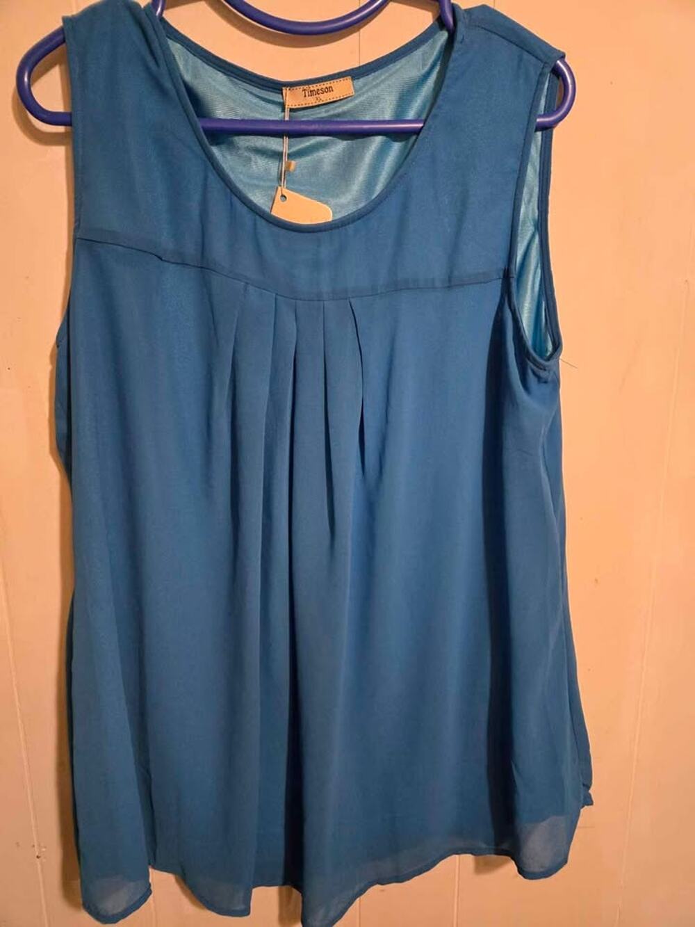 Timeson Blue Sleeveless Blouse Size XL